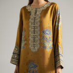 Mustard Brown Bright Raw Silk Straight Suit - View 1