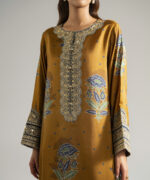 Mustard Brown Bright Raw Silk Straight Suit - View 1