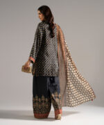Black Bright Raw Silk Straight Suit - View 2