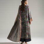 Black Bright Raw Silk Straight Suit - View 1