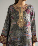 Black Bright Raw Silk Straight Suit - View 5