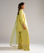 Pale Green Raw Silk Straight Suit - View 4