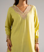 Pale Green Raw Silk Straight Suit - View 3