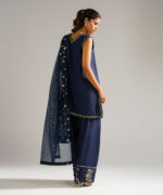 Black Raw Silk Straight Suit - View 4