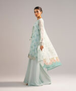 Blue Chiffon Straight Suit - View 5