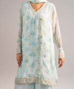 Blue Chiffon Straight Suit - View 4