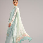 Blue Chiffon Straight Suit - View 1