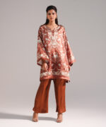Brown Blended Satin Shirt Suit - View 4