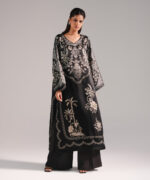 Dark Brown Blended Satin Shirt Suit - View 3