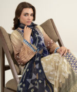 Beige Viscose Raw Silk Drop Shoulder Suit - View 2
