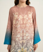 Brown Viscose Raw Silk Straight Suit - View 1