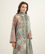 Grey Viscose Raw Silk Straight Suit - View 4