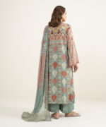 Grey Viscose Raw Silk Straight Suit - View 3