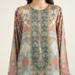 Grey Viscose Raw Silk Straight Suit - View 1
