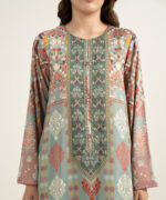 Grey Viscose Raw Silk Straight Suit - View 1