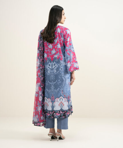 Blue Blended Grip Silk A-Line Suit - View 1