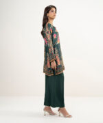 Dark Green Premium Viscose Satin Straight Suit - View 5