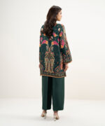 Dark Green Premium Viscose Satin Straight Suit - View 1