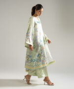 Mint Green Blended Satin Straight Suit - View 3