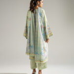 Mint Green Blended Satin Straight Suit - View 1