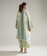 Mint Green Blended Satin Straight Suit - View 1