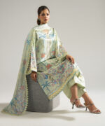 Mint Green Blended Satin Straight Suit - View 5