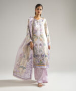 Lilac Blended Satin A-Line Suit - View 5