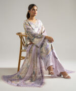 Lilac Blended Satin A-Line Suit - View 2