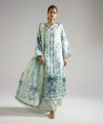 Green Blended Satin Straight Suit - View 2