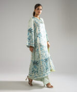 Green Blended Satin Straight Suit - View 3