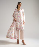 Pink Blended Satin Straight Suit - View 1