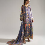 Purple Blended Satin A-Line Suit - View 1