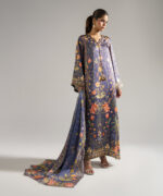 Purple Blended Satin A-Line Suit - View 1