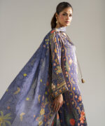 Purple Blended Satin A-Line Suit - View 5