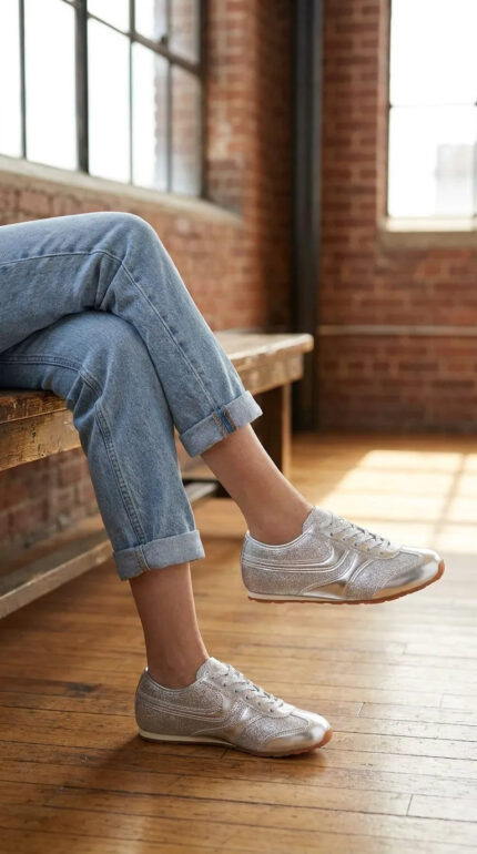 Silver Casual Sneaker For Women AT7432 - View 1