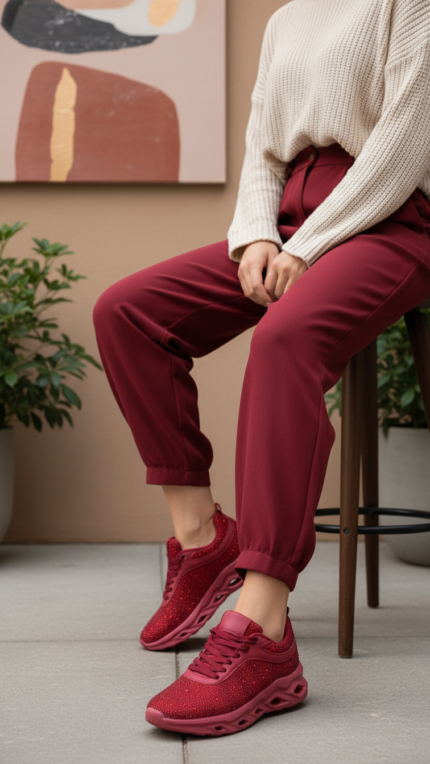 Maroon Casual Women Sneaker AT7451 - View 1