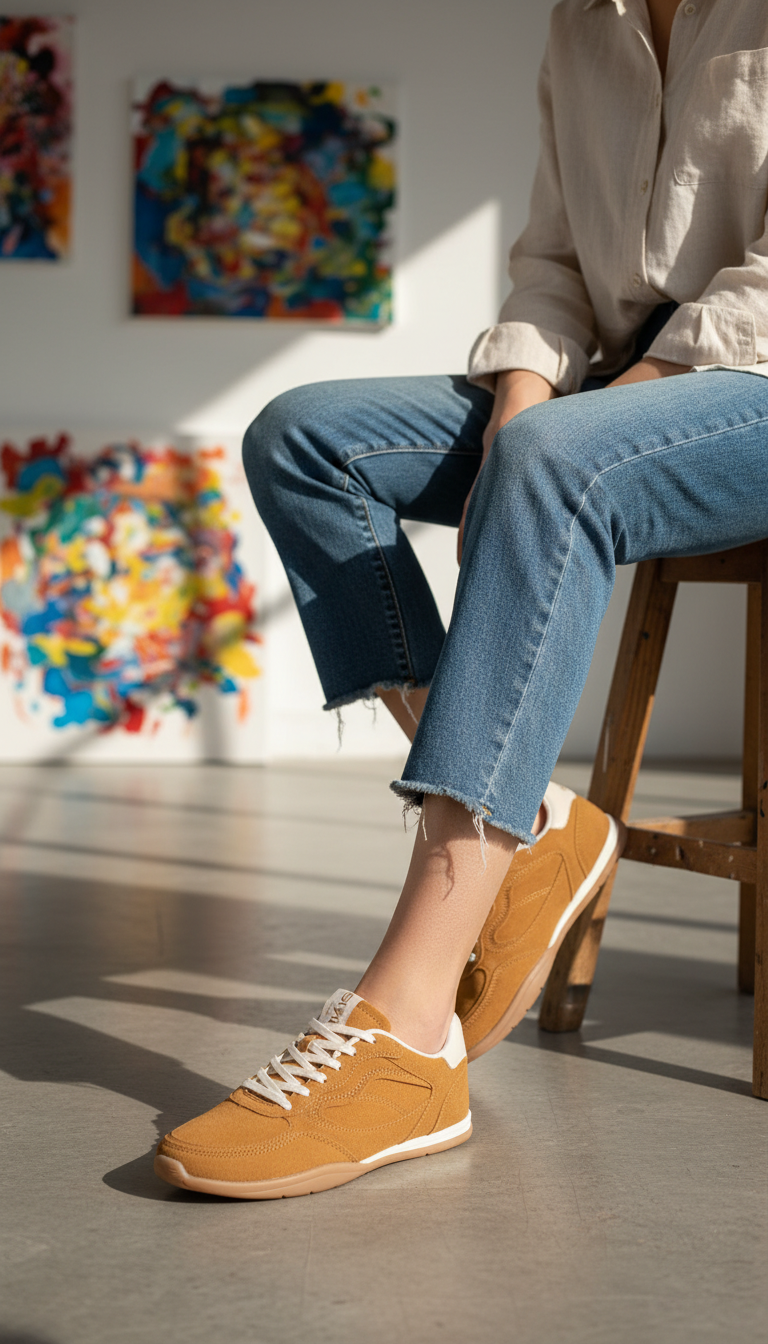 AT7469-brown.png Mustard Casual Sneaker For Ladies AT7469 - View 1