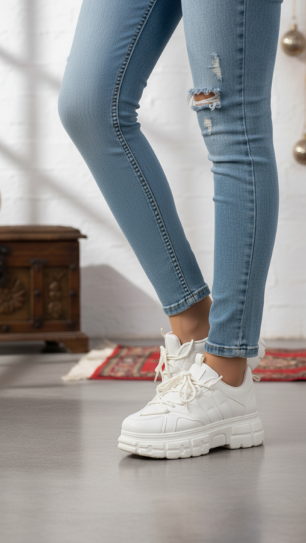 Beige Casual Sneaker For Ladies AT7484 - View 1