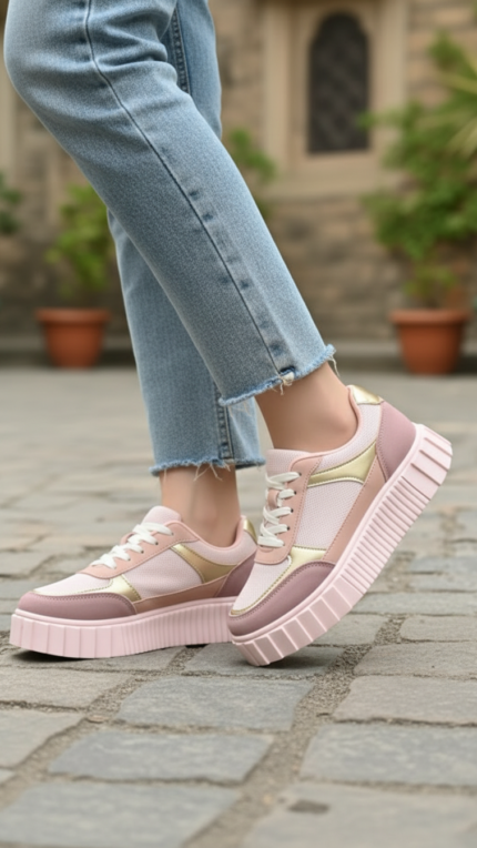 Peach Casual Sneaker For Ladies AT7491 - View 1