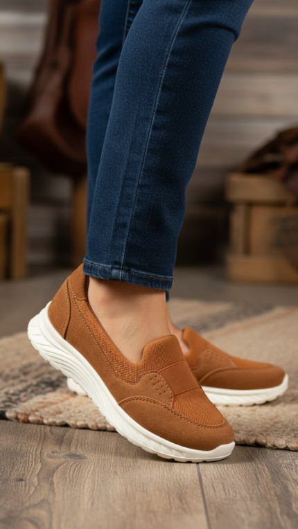 Brown Casual Sneaker For Women AT9104 - View 1