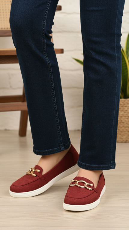 Maroon Casual Sneaker For Ladies AT9107 - View 1