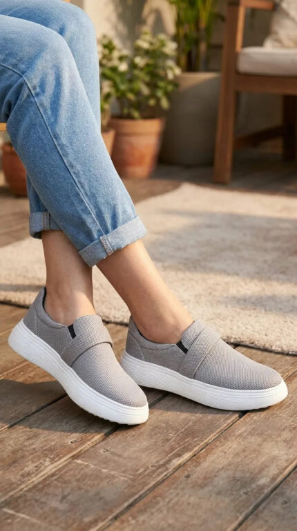 Grey Casual Sneaker For Women AT9115 - View 1
