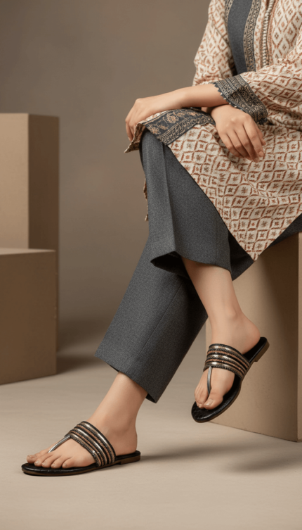 Black Casual Chappal CL2135 - View 1