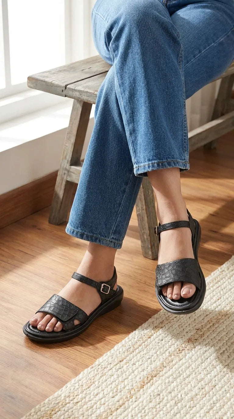 CLS05001.jpg Black Casual Sandal For Women CLS050 - View 1
