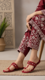 Maroon Ethnic Chappal EC0236 - View 1
