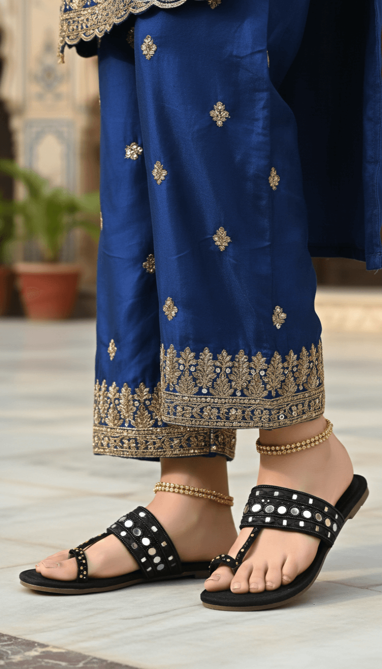 EC0237-01.png Black Ethnic Chappal EC0237 - View 1