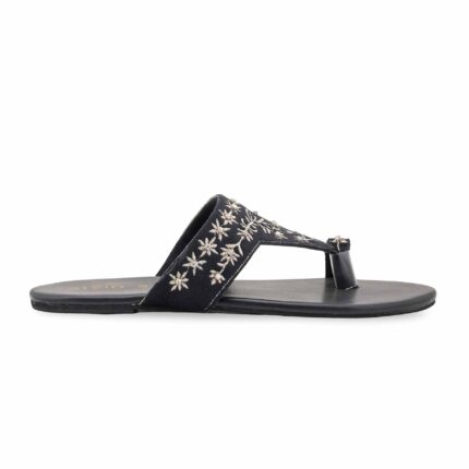 Black Ethnic Chappal For Ladies EC0238 - View 2