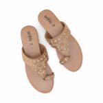 Beige Ethnic Chappal For Women EC0238 - View 5