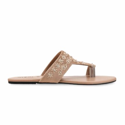 Beige Ethnic Chappal For Women EC0238 - View 2