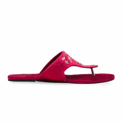 Red Ethnic Chappal For Women EC0239 - View 2